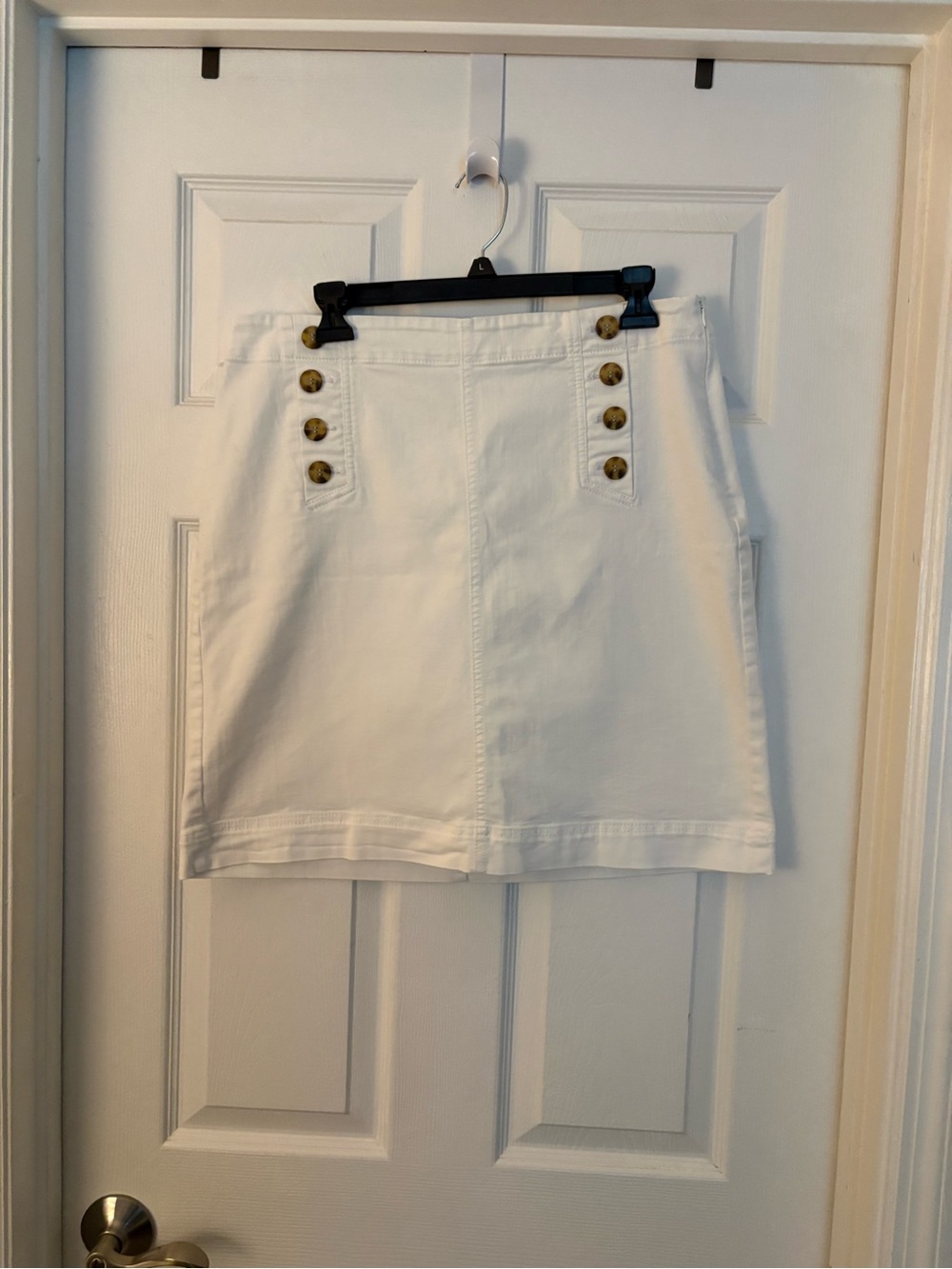 Talbots White Mini Skirt with Gold Buttons